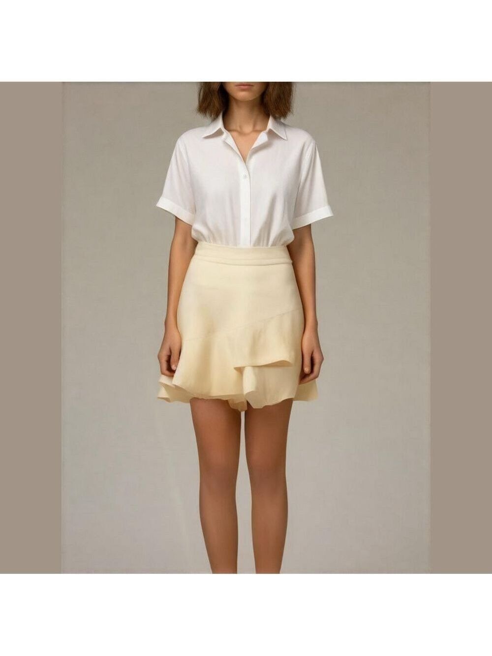 Express High Waisted Linen-Blend Ruffle Skort Yellow